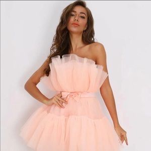 SHEIN Bow Front Layered Tube Tulle Dress